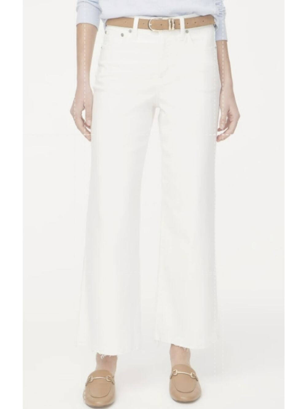 J.Crew Wide-Leg Cut Hem Jean WMNs 28 White Denim Hi-Rise Raw Hem Tall BR051 Crop